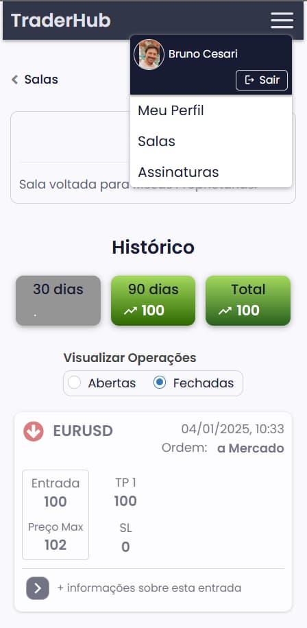 Marketplace de sinais do TraderHub